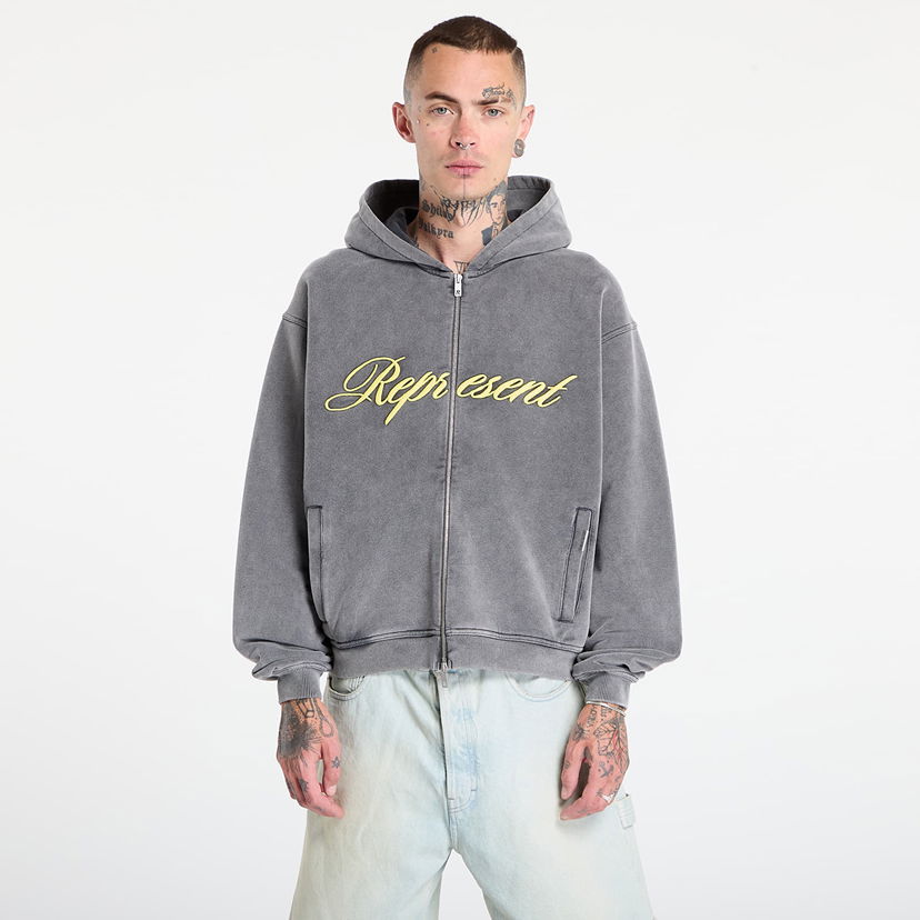 Світшоти Represent Clo REPRESENT Script Logo Zip Hoodie Сірий | MLM100025-47
