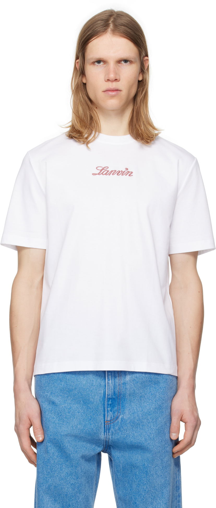 Футболка LANVIN Lanvin Bouclette Script Logo T-Shirt білий | RM-TS0115-J134-P25