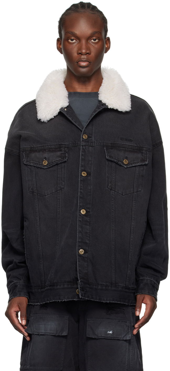 Куртка We11done Oversized Denim Jacket with Fur Collar чорний | WD-DJ2-24-363-U-BK