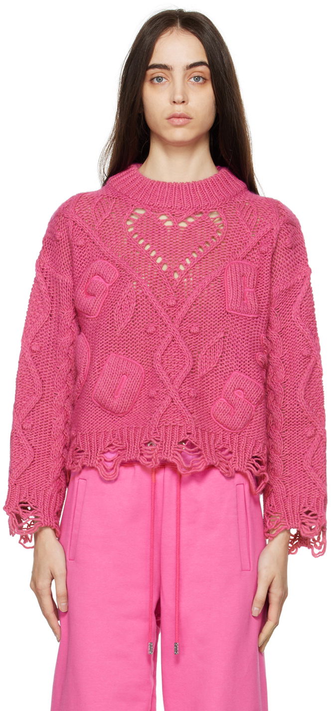 Cветр GCDS GCDS Embroidered Boxy Sweater Рожевий | AI22W380925