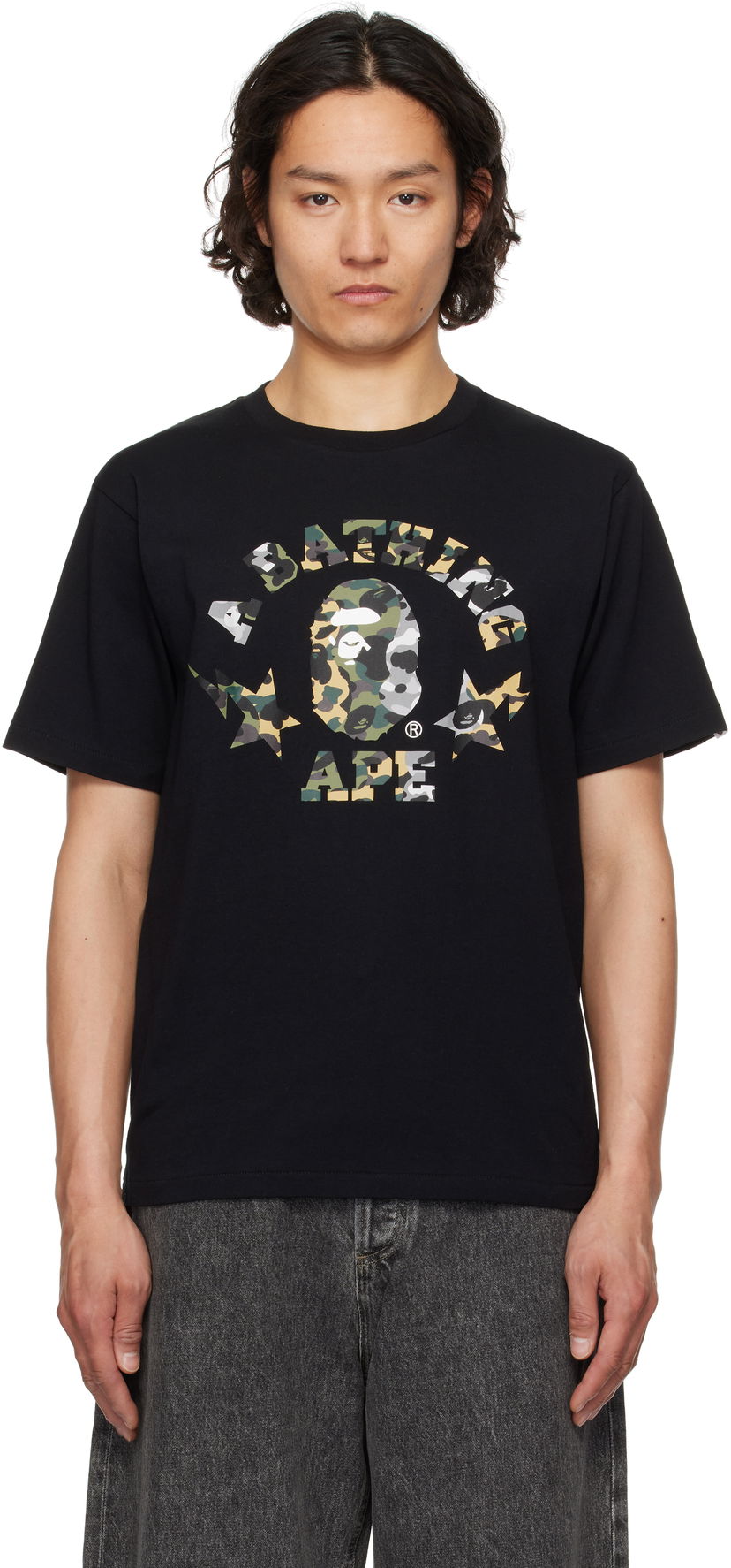 Футболка BAPE 1st Camo Crazy STA College T-Shirt чорний | 001TEL301016M