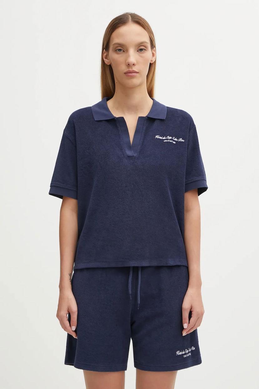 Сорочка поло Sporty & Rich Eden Script Terry Polo Shirt темно-синій | TO00160673BL106