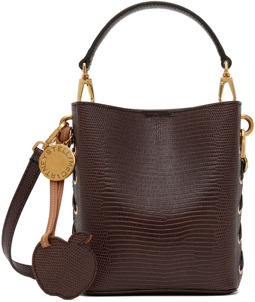 Сумочка Stella McCartney Stella McCartney Frayme Scale-Embossed Bucket Bag Коричневий | 7B0093WP0426