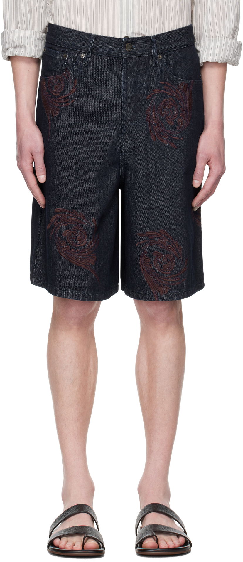 Шорти Dries Van Noten Dries Van Noten Embroidered Denim Shorts Синій | 251-080918-1554