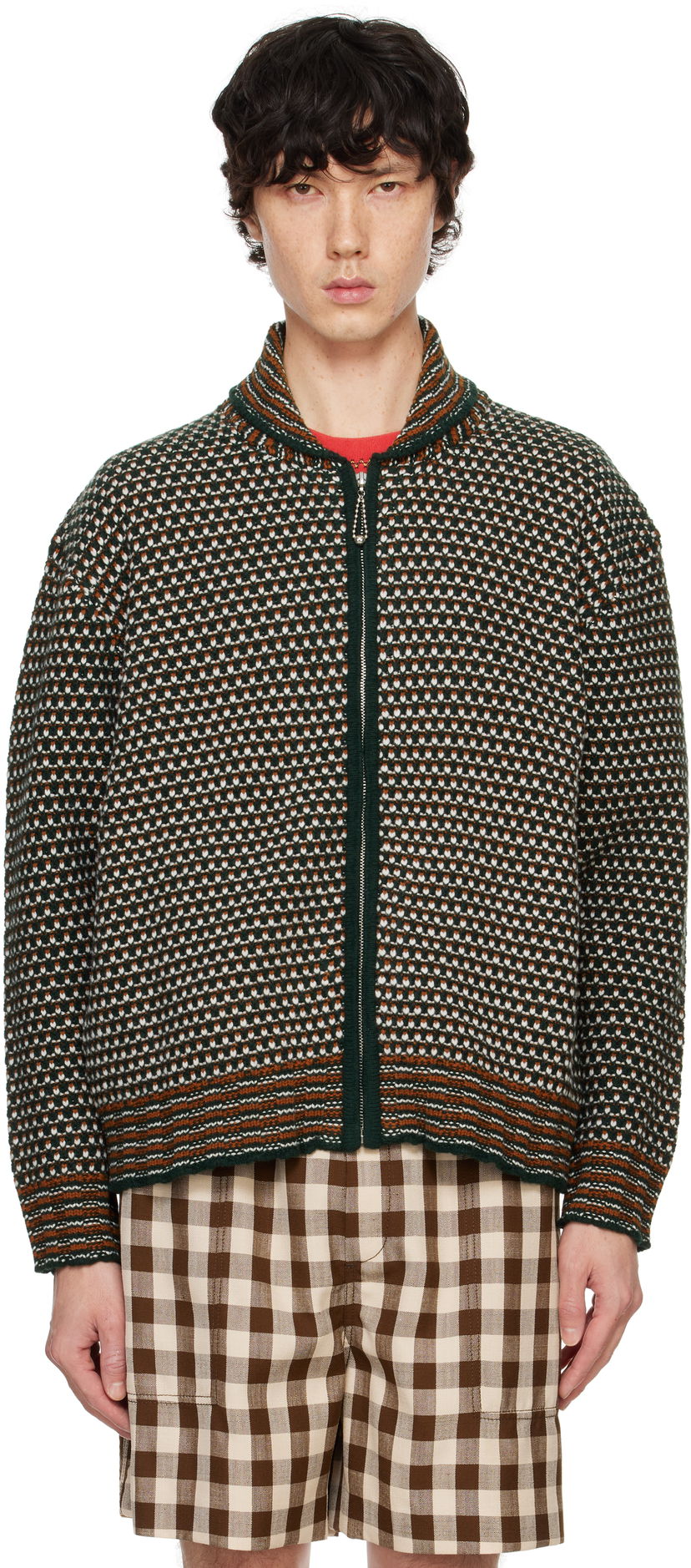 Cветр Bode Bode Schenectady Zip-Up Knit Sweater Зелений | MRF24KT018