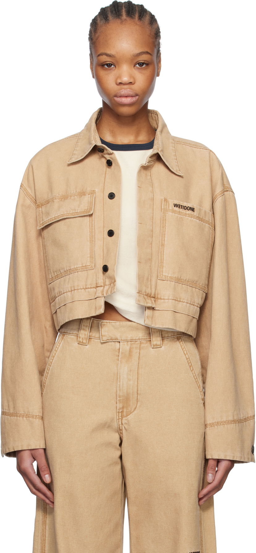 Куртка We11done We11done Cropped Work Jacket бежевий | WD-JK0-25-055-W-BG