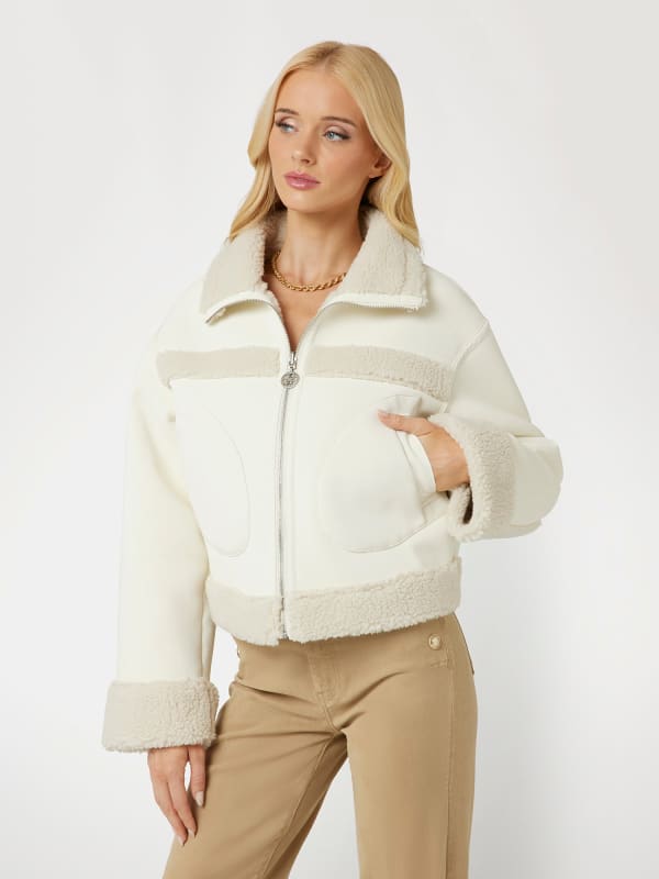 Куртка бомбер GUESS Reversible Faux Leather Jacket білий | W4BL2VWGS10