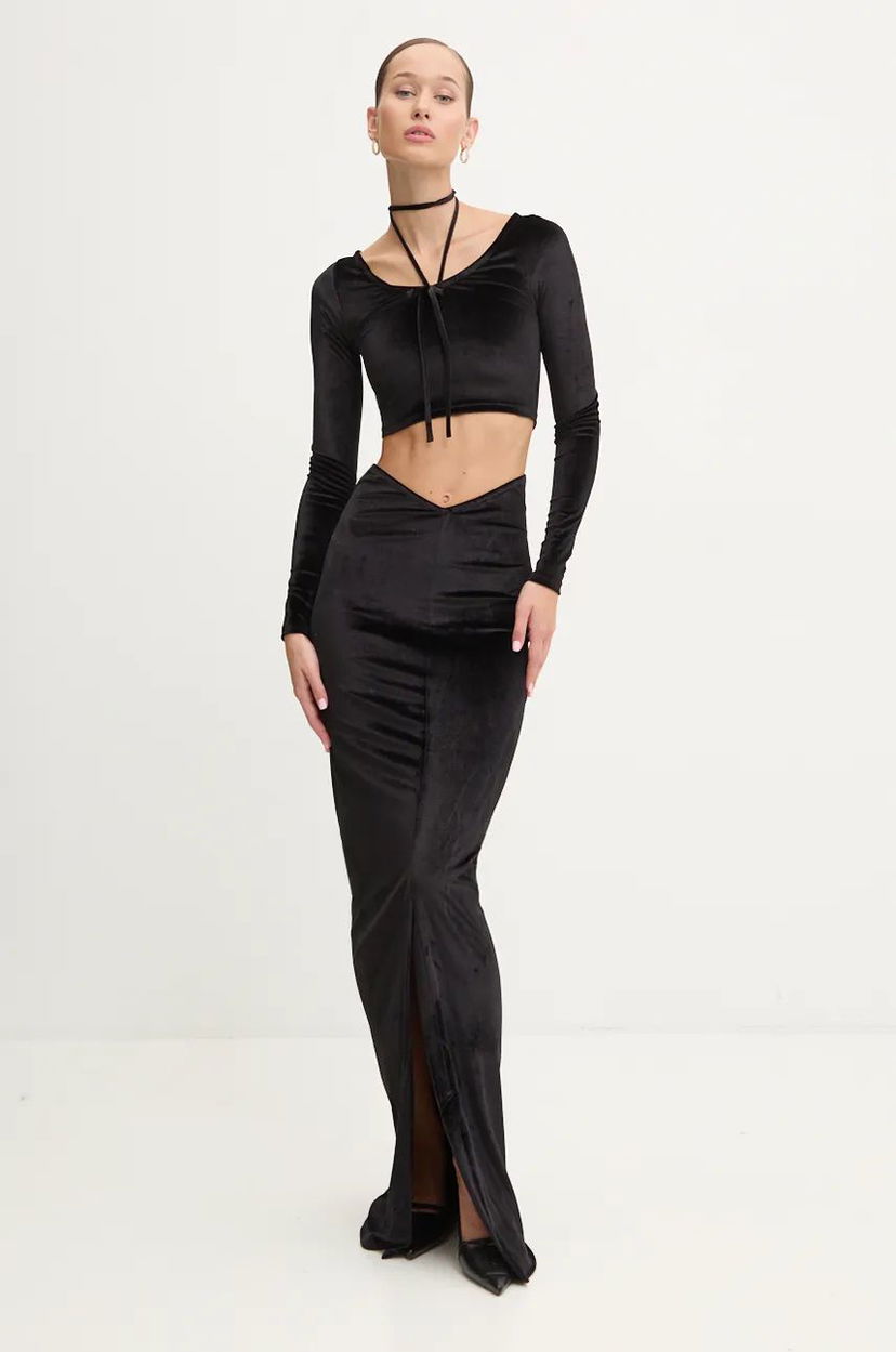 Спідниця Fiorucci Fiorucci Maxi Velvet Skirt чорний | W01FMBSK236VR01BK01