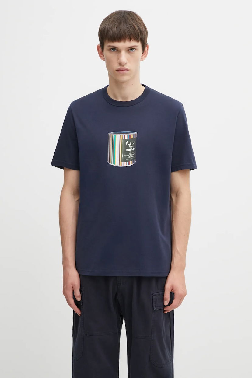Футболка Barbour Printed Wax Can T-shirt Barbour x Paul Smith темно-синій | MTS1526NY91