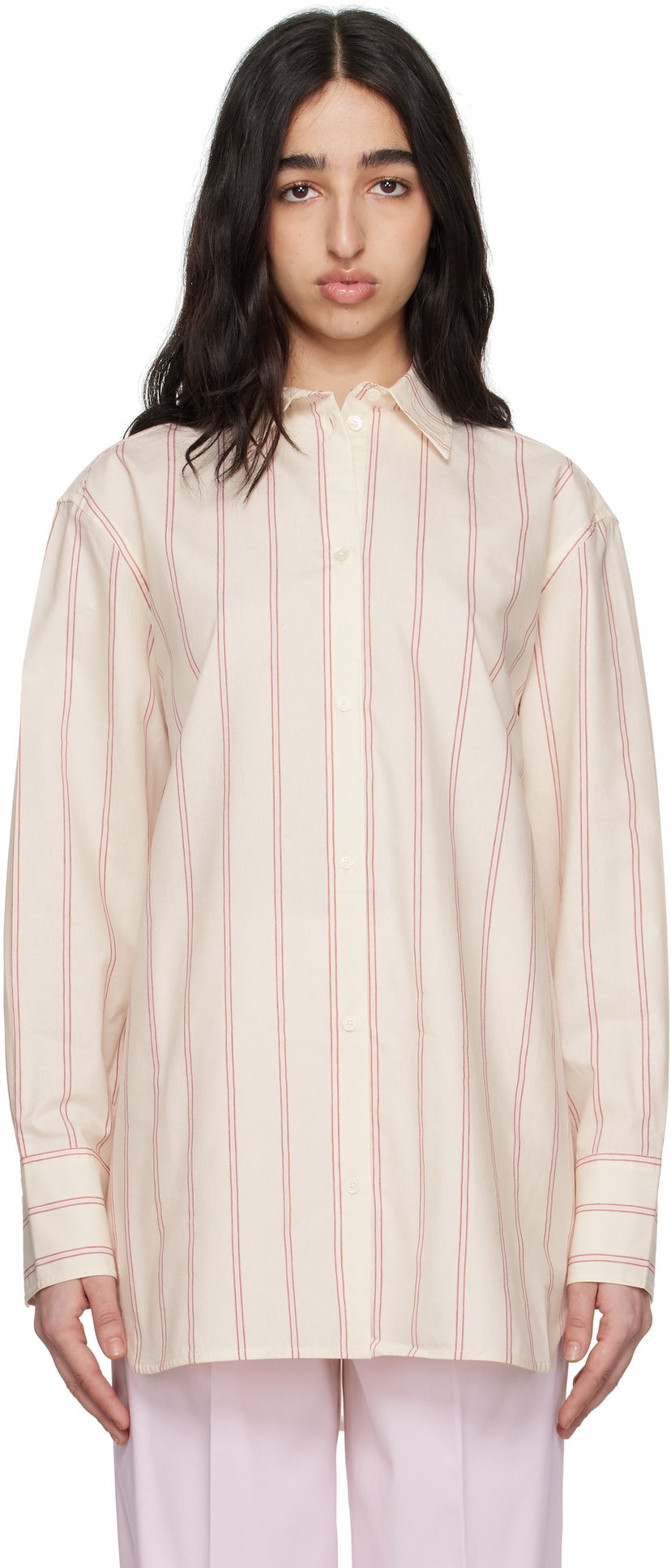 Сорочка TOTEME TOTEME Relaxed Striped Shirt білий | 252-WRT1415-FB0388