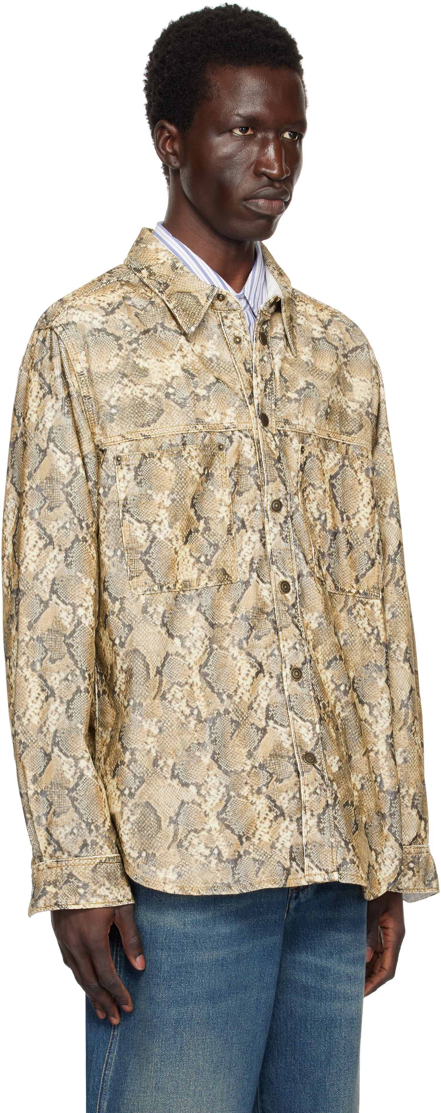 Сорочка ISABEL MARANT Isabel Marant Victor Snakeskin Print Shirt бежевий | CH0196HA-B4G02H, 1