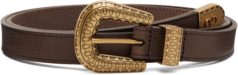 Ремені Valentino Valentino Garavani VLogo Signature Calfskin Belt Коричневий | 7Y2T0SQ9WZE