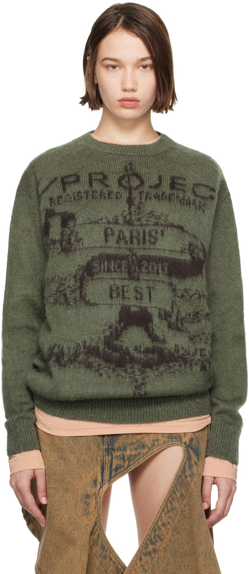 Cветр Y/PROJECT Jacquard Pullover Sweater Зелений | 206SW001