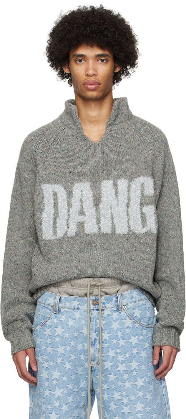Cветр ERL ERL 'Dangerous' Knit Sweater Сірий | ERL08N359