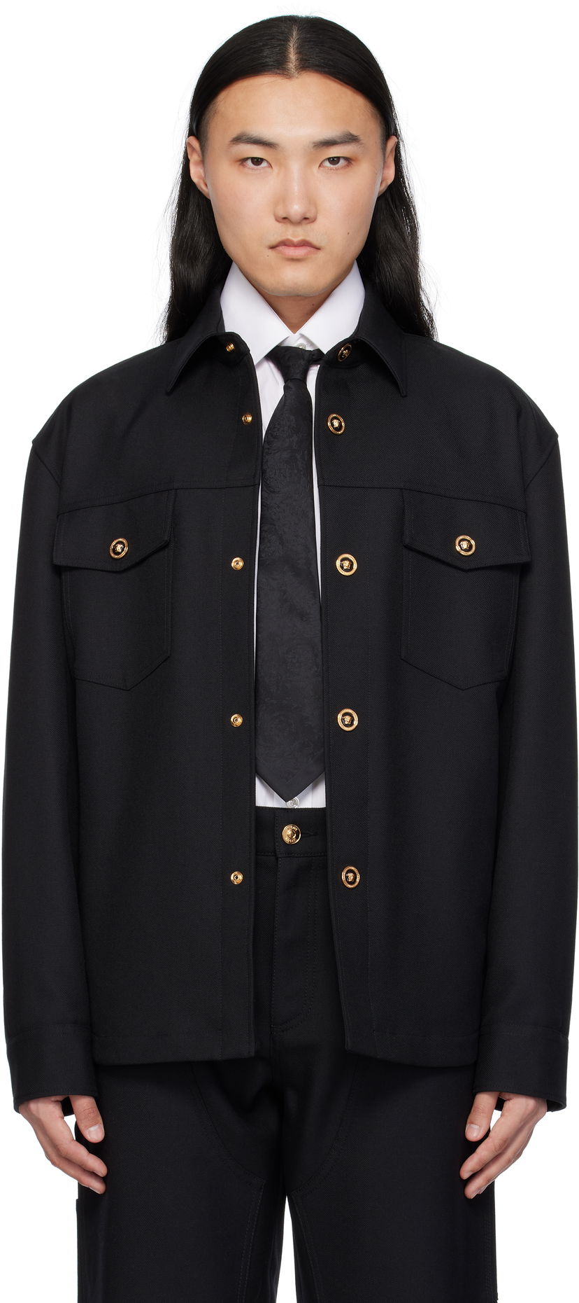 Куртка Versace Versace Cavalry Wool Overshirt чорний | 1018867_1A08771