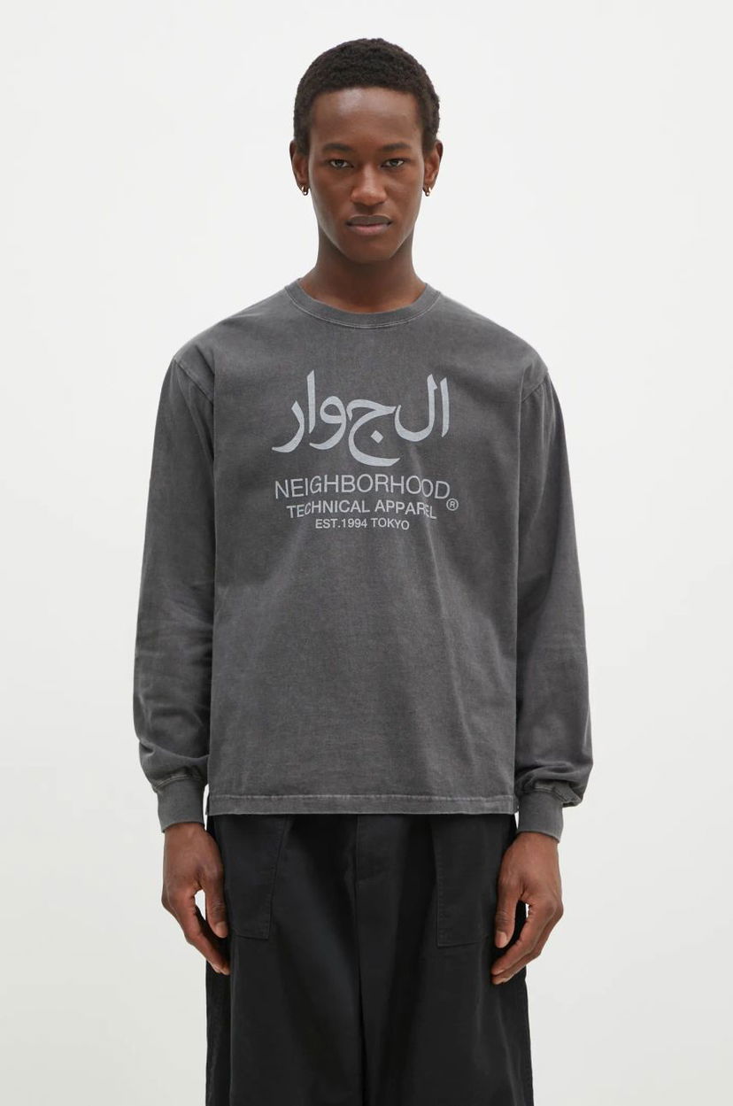 Футболка Neighborhood NEIGHBORHOOD Arabic Logo Long Sleeve T-Shirt Сірий | 242PCNH.LT15