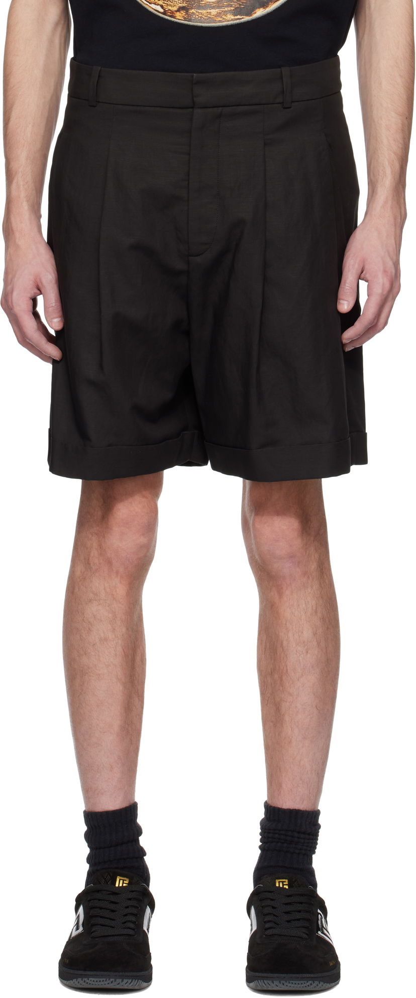 Шорти Balmain Balmain Pleated Bermuda Shorts чорний | EH0PB007VE90