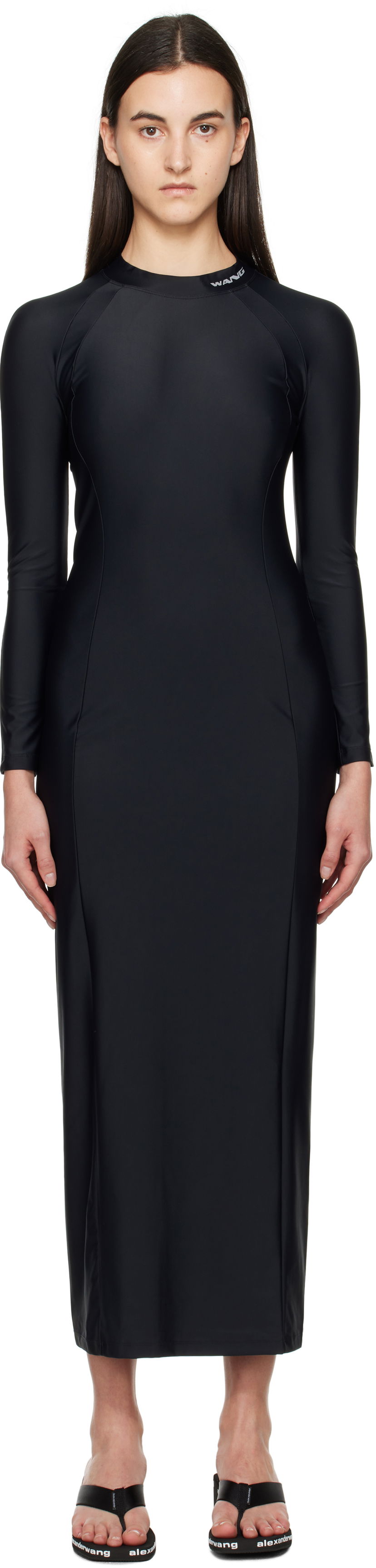 плаття Alexander Wang Alexander Wang Rashguard Long Sleeve Maxi Dress чорний | 4CC1256293
