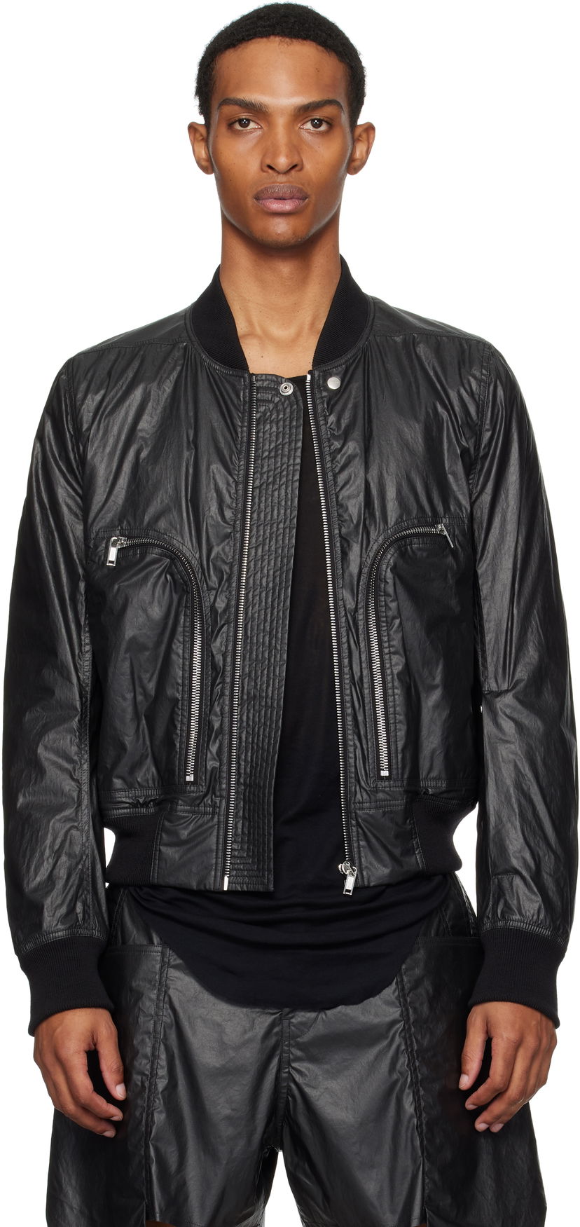 Куртка бомбер Rick Owens Rick Owens Bauhaus Flight Bomber Jacket чорний | RU02E1749 PCT