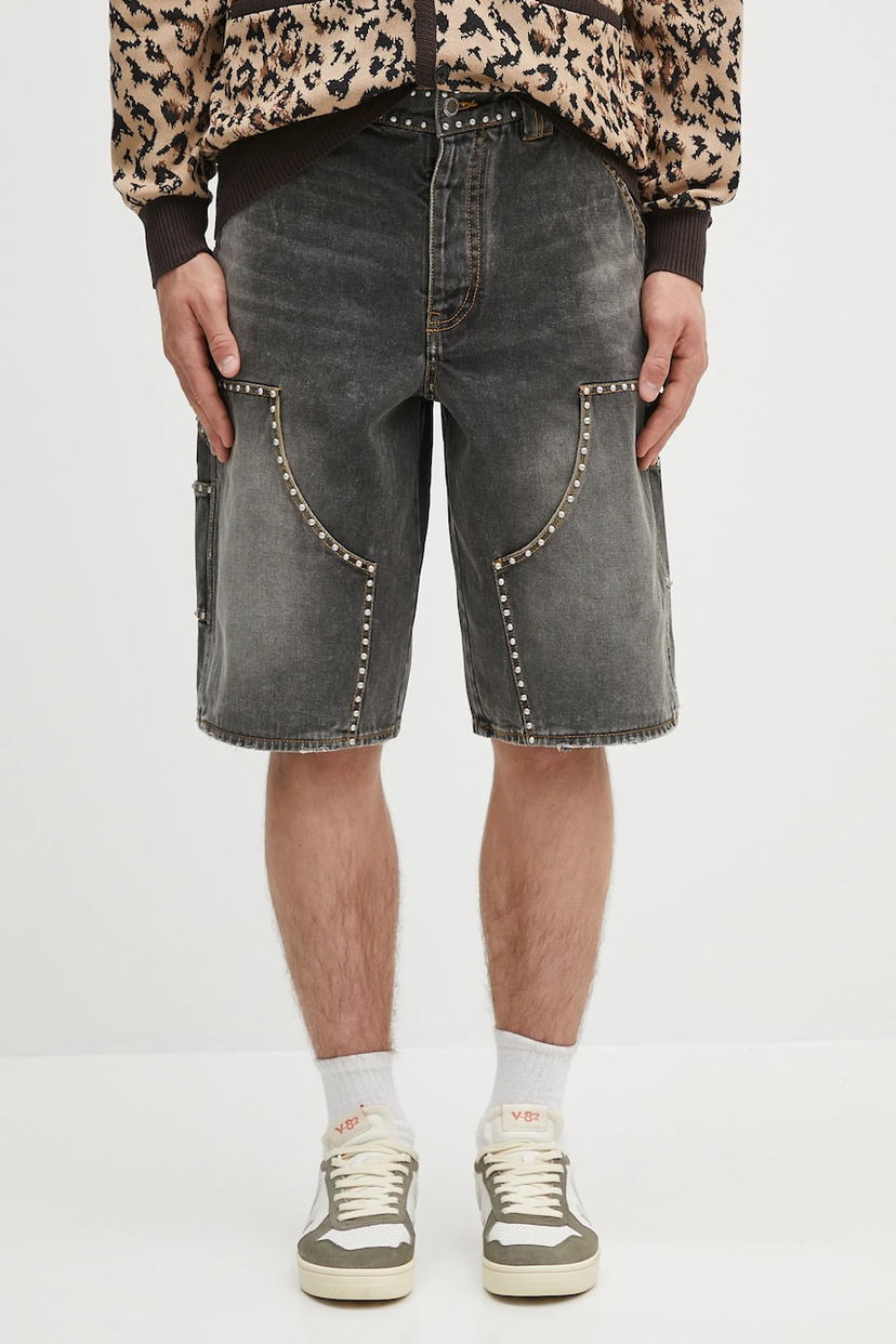 Шорти BAPE A Bathing Ape Studded Heavy Wash Relaxed Fit Denim Shorts Сірий | 1L30151303