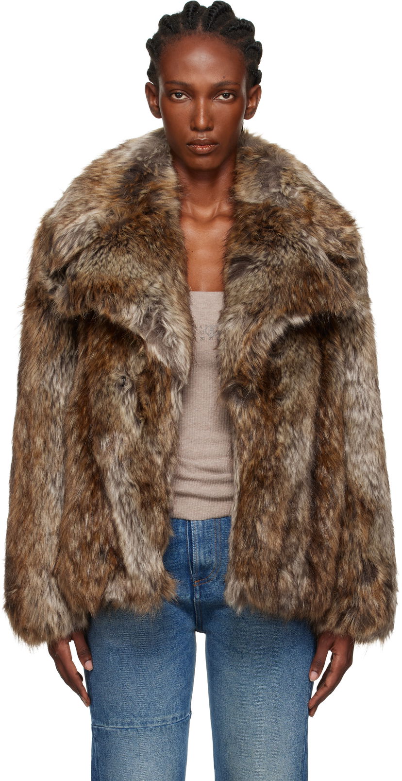 Куртка Maison Margiela MM6 Maison Margiela Hook-Eye Faux-Fur Jacket Коричневий | S52AM0326 M35464