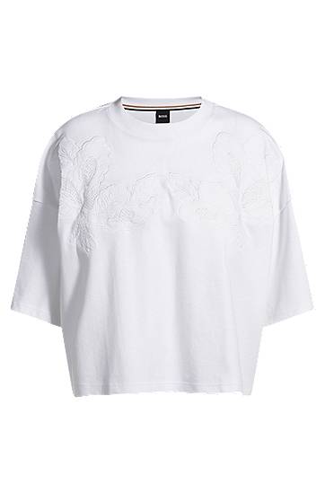 Футболка BOSS T-Shirt with Embroidered Details білий | 50541328