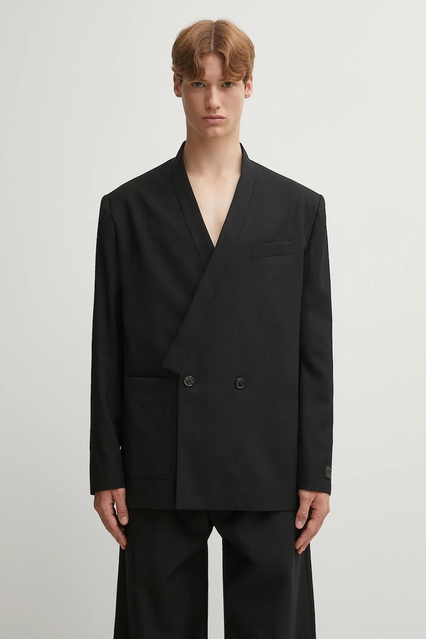 Куртка KENZO Wool Weave Kimono Tailored Double-Breasted Blazer чорний | FF65VE1309ID