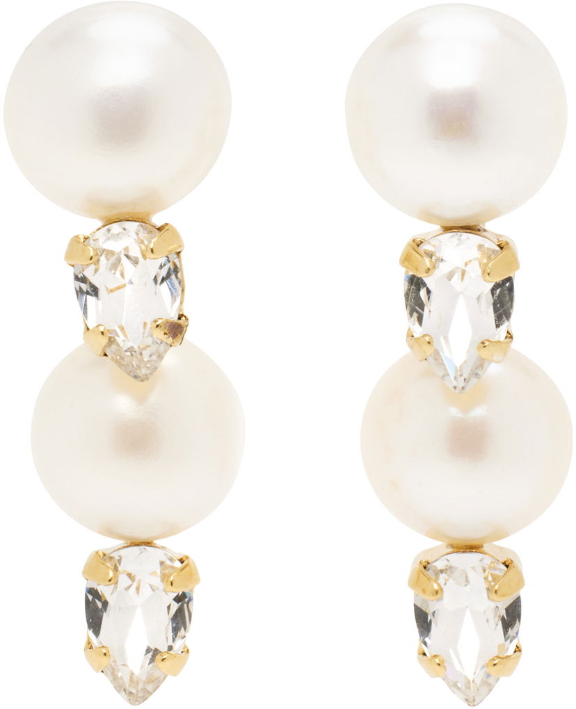 Сережки Simone Rocha Simone Rocha Pearl Crystal Drop Earrings білий | ERG502 0913