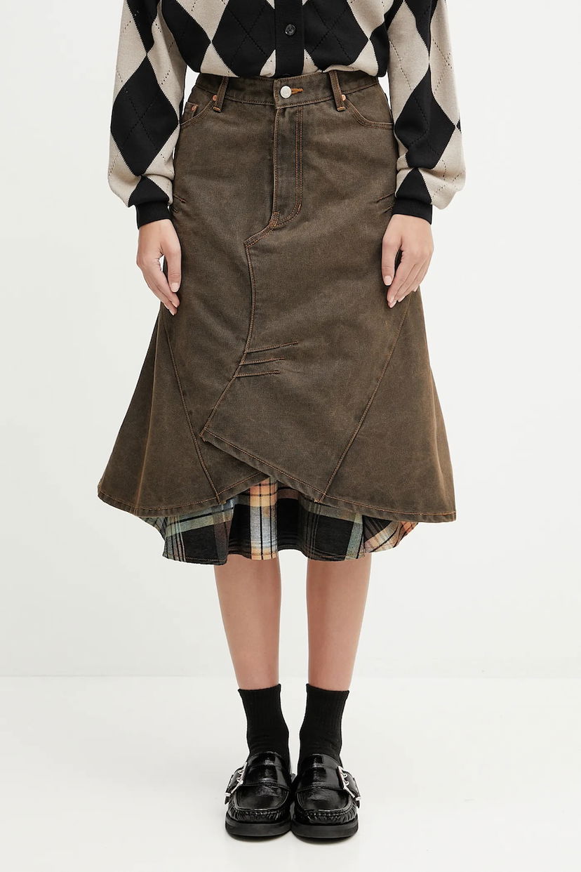 Спідниця Andersson Bell Andersson Bell Custom Flare Layered Midi A-Line Skirt Коричневий | apa847w