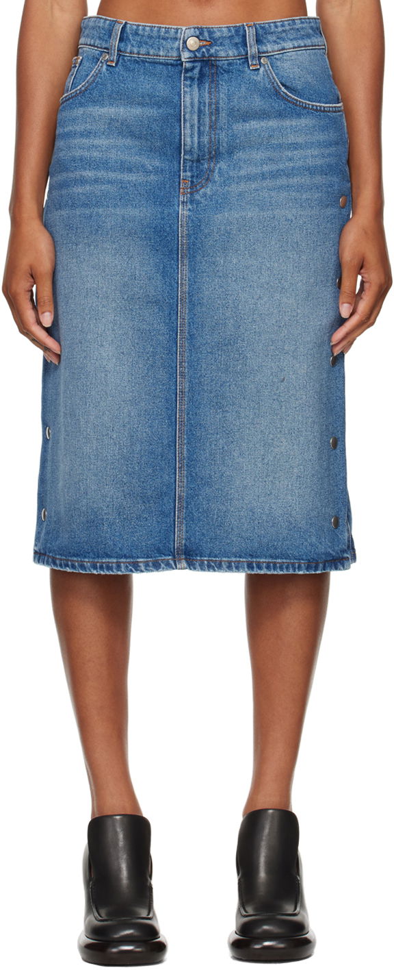 Спідниця Stella McCartney Snap Denim Midi Skirt Синій | 6D03293SQH00