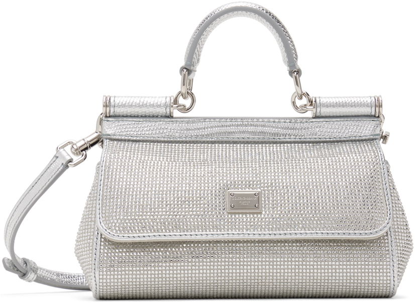 Сумочка Dolce & Gabbana Silver Kim Kardashian Small Sicily Bag Сірий | BB7116 AN241