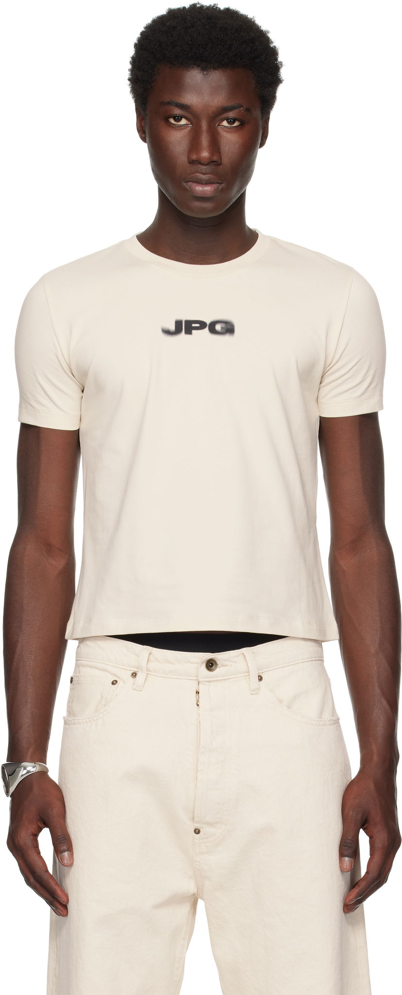 Футболка Jean Paul Gaultier Jean Paul Gaultier 'The JPG' Baby Tee бежевий | 25/03-W-TO300-J002-6900