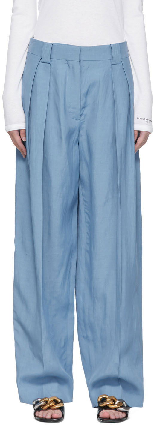 Штани Stella McCartney Stella McCartney Wide-Leg Viscose Trousers Синій | 6045433STA49