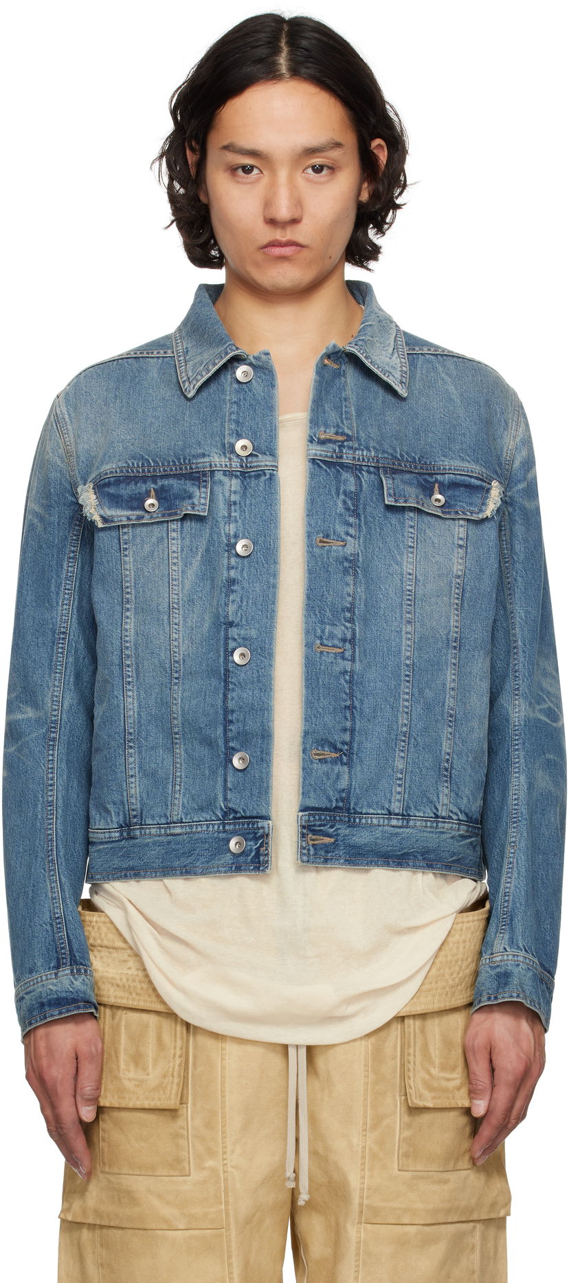 Куртка Rick Owens Rick Owens DRKSHDW Hollywood Trucker Denim Jacket Синій | DU01E3751 DWB