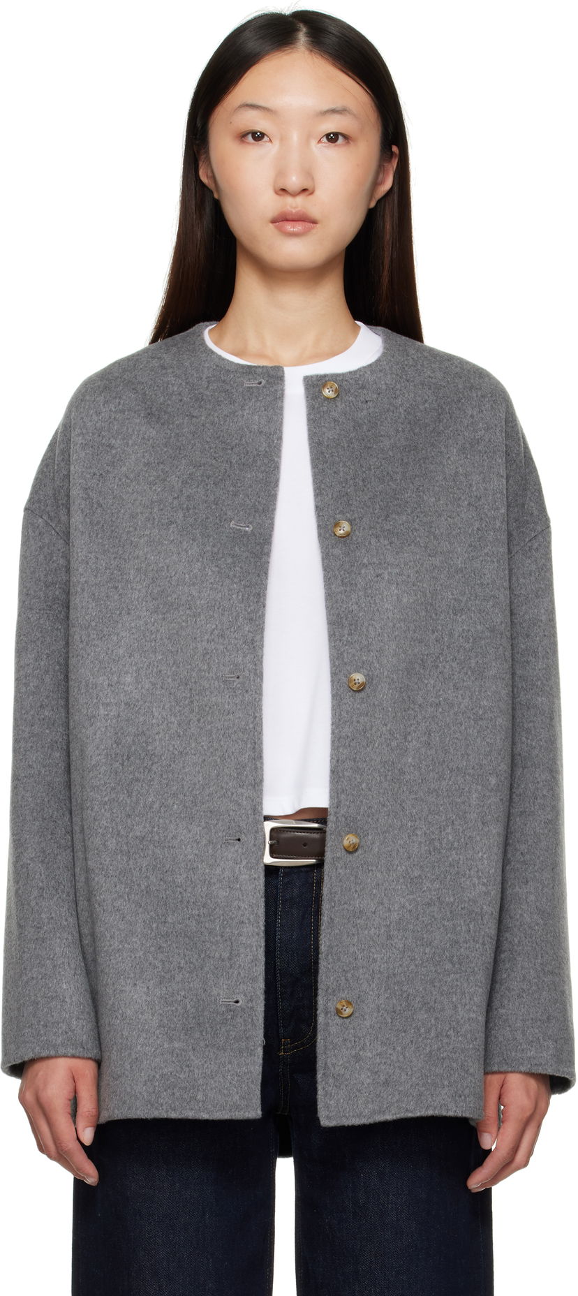 Пальто Loulou de Saison Loulou de Saison Dunne Wool Short Coat Сірий | DUNNE