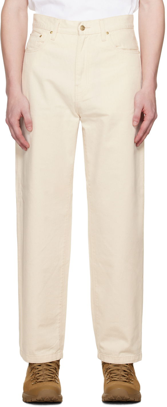 Джинси Carhartt WIP Off-White Derby Relaxed Fit Workwear Pants бежевий | I032110