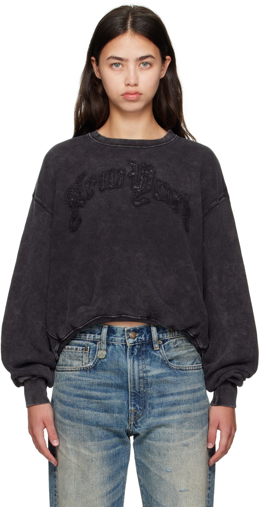 Світшоти R13 R13 'New York' Balloon Crewneck Sweatshirt чорний | R13WK260-K001O