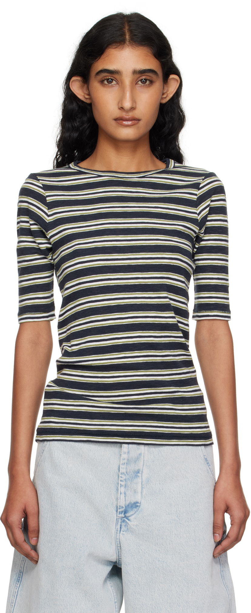 Футболка YMC YMC Striped Tee темно-синій | Q6YMK