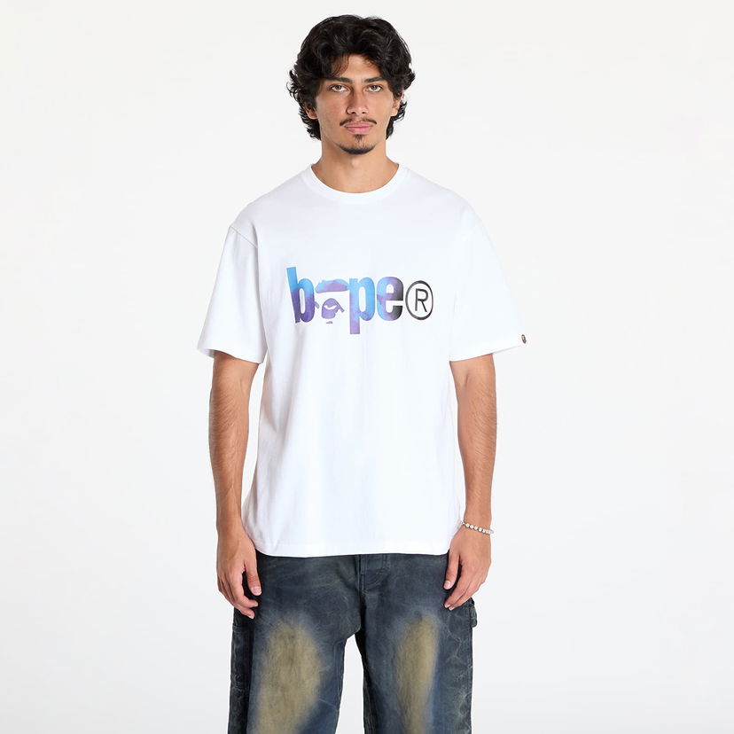 Футболка BAPE Tie Dye Bape Logo Tee White/ Black білий | 001TEK801034M WH2