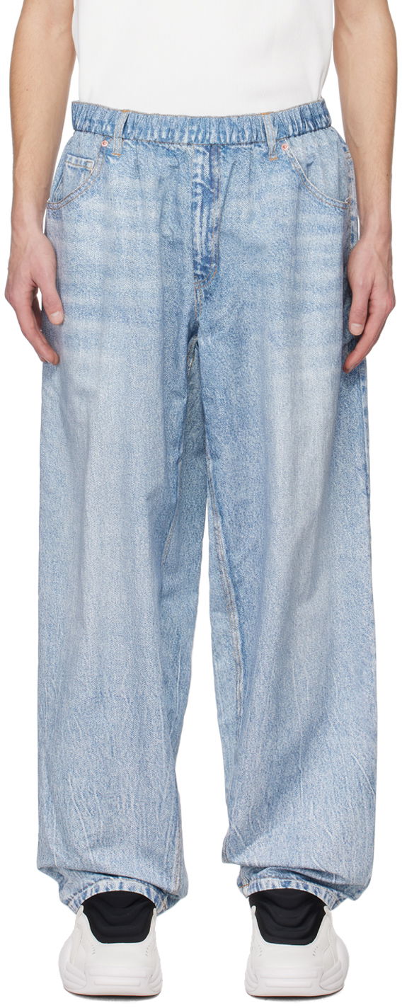 Джинси Alexander Wang Printed Track Pants Синій | UWC1244091