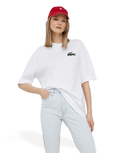 Футболка Lacoste Loose Fit Large Crocodile Organic Cotton T-shirt білий | TH0062
