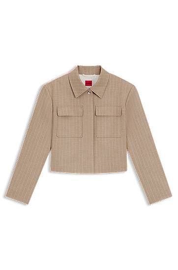 Куртка BOSS Relaxed Fit Pinstripe Flannel Blazer бежевий | 50542658