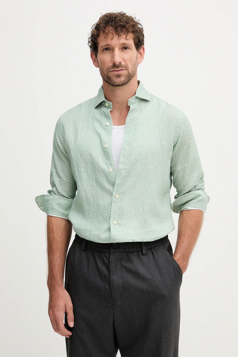 Сорочка Polo by Ralph Lauren Polo Ralph Lauren Regular Fit Linen Shirt with Italian Collar Зелений | 710974546
