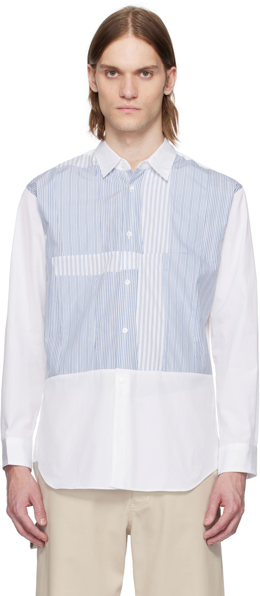 Сорочка Comme des Garçons Comme des Garçons Yarn Dyed Stripe Poplin Shirt білий | FO-B027-051