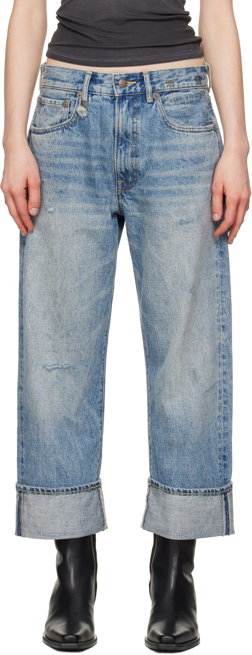 Джинси R13 R13 Cuffed X-Boyfriend Jeans Синій | R13WD111-D149D