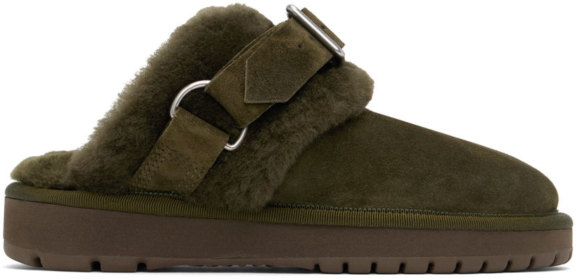 Одяг Burberry Burberry Chubby Suede & Shearling Slippers Зелений | 8092549