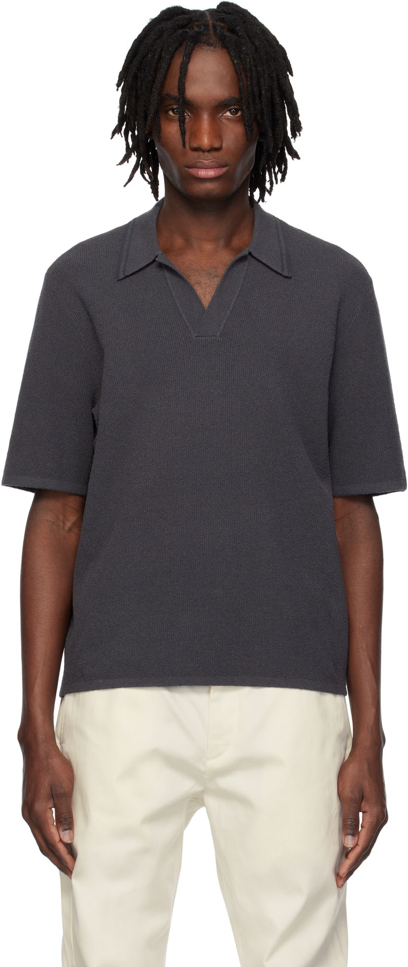 Сорочка поло rag & bone Rag & Bone Rib Knit Johnny Polo Сірий | MBS25S035YF35
