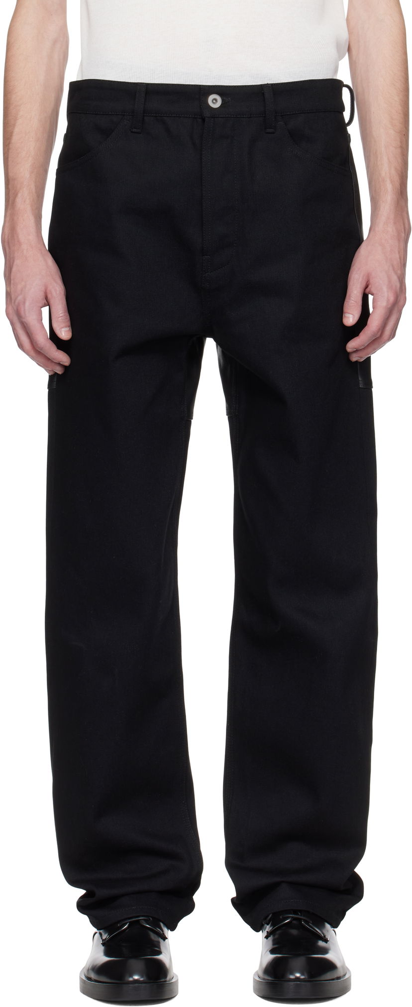 Штани карго Jil Sander Jil Sander Leather Jeans чорний | J22KA0267_J46655