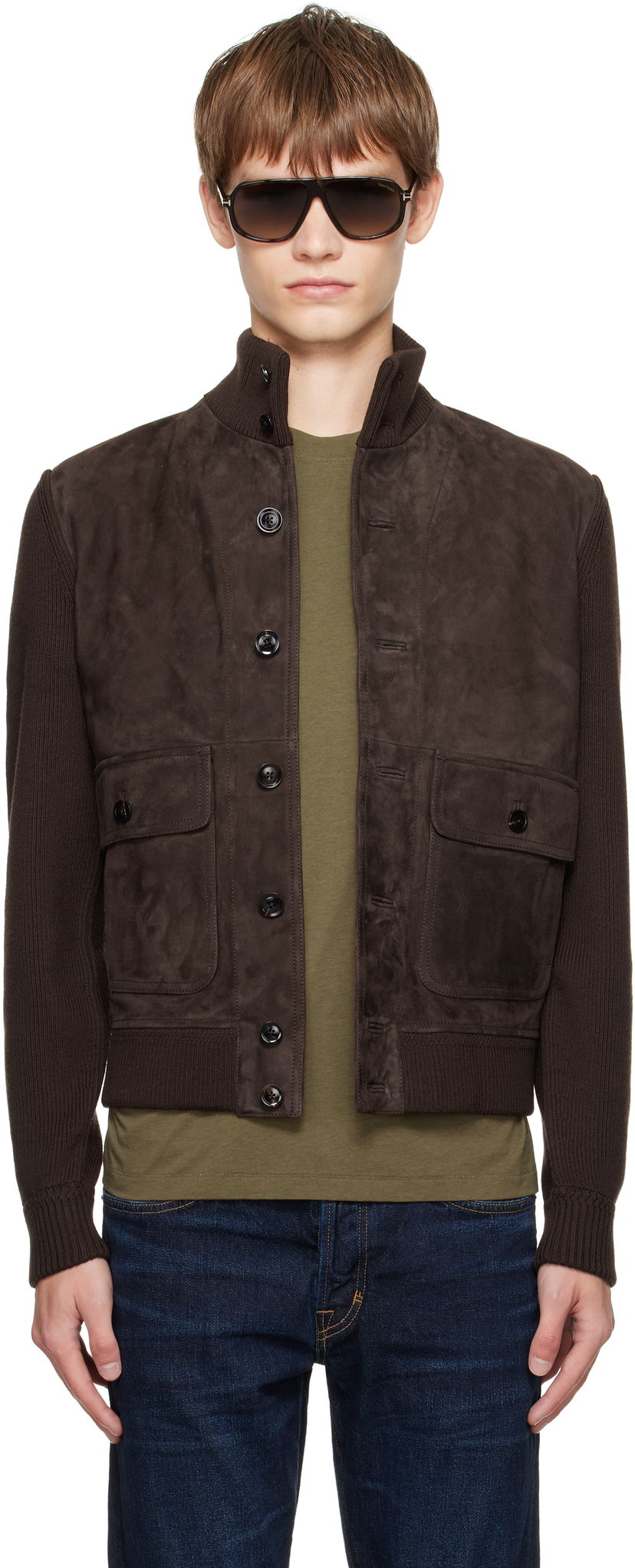 Куртка Tom Ford TOM FORD Suede and Merino Jacket Коричневий | KBF001-YMW110