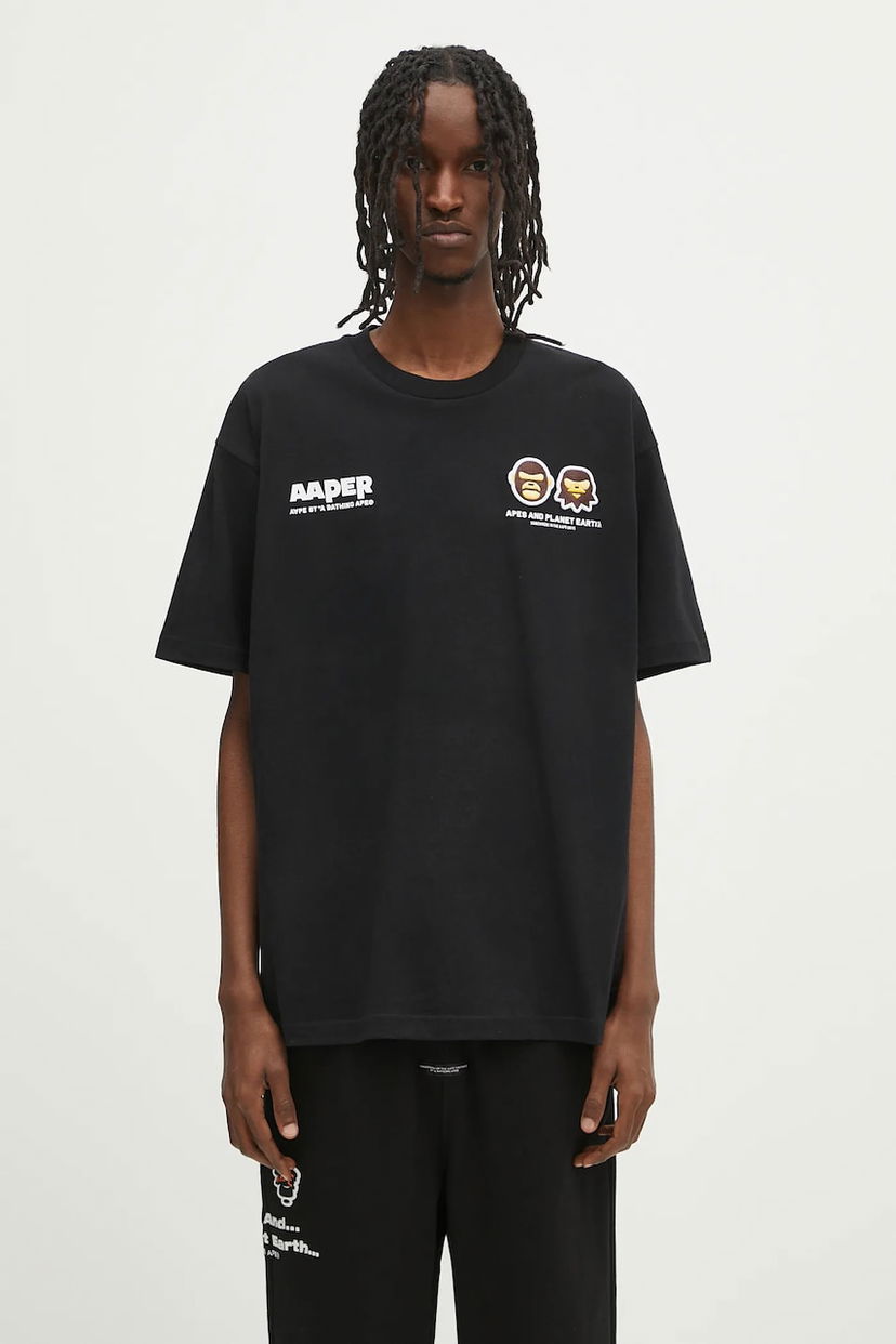 Футболка AAPE by A Bathing Ape AAPE By A Bathing Ape Basic Aaper Graphic T-Shirt чорний | AAPTEM1675XXO